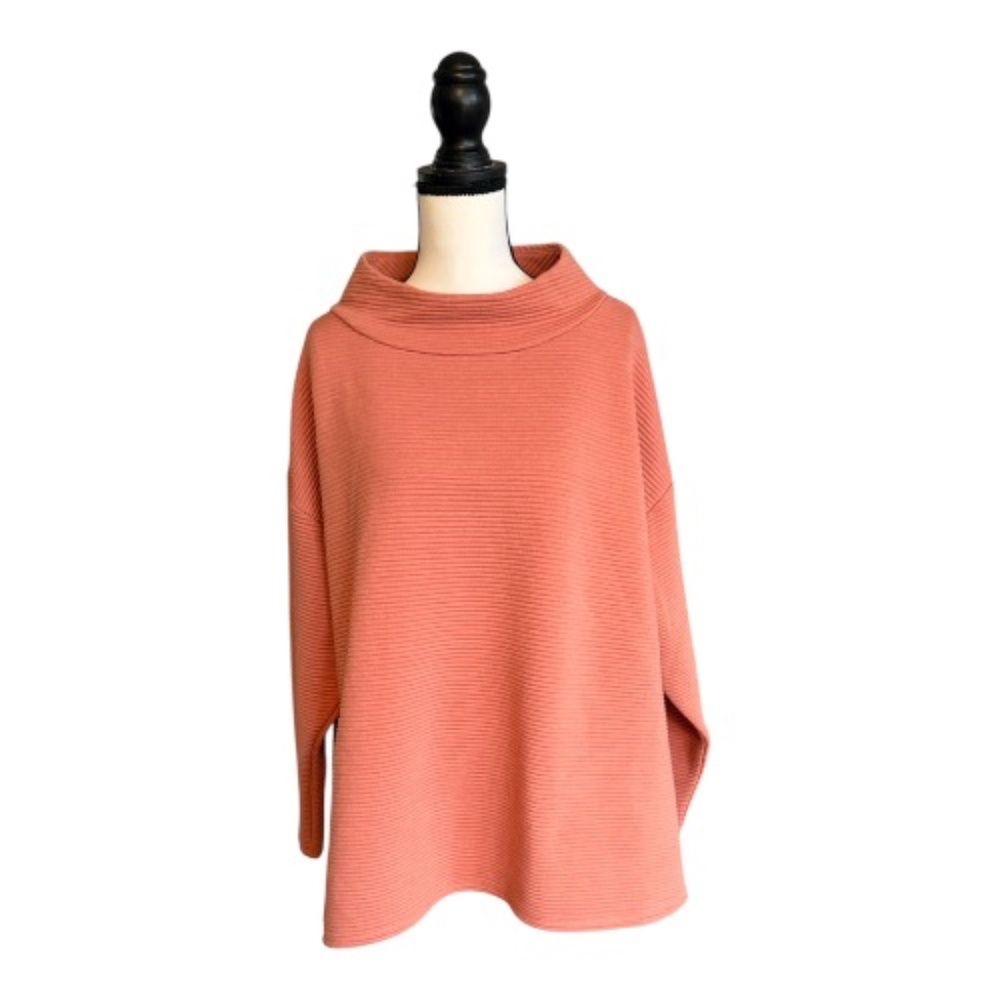 Wonderly Women's Cowl Neck Ribbed Sweater in Coral